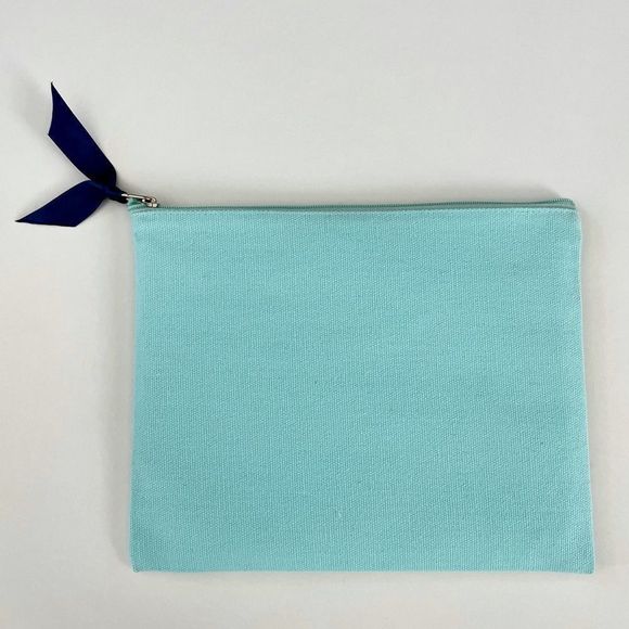 Canvas Cosmetics Bag, Tiffany Blue & Navy, “Be A Good Human”, NWT - Picture 4 of 5